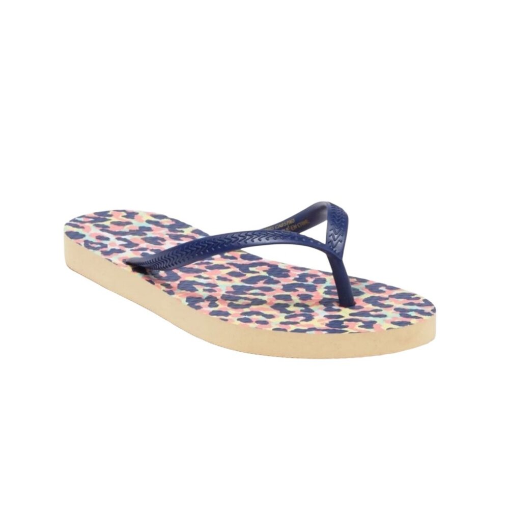 NEW Nordstrom Abound Leyo Flip Flops Leopard Print Pink Size 10 Sandals Blue